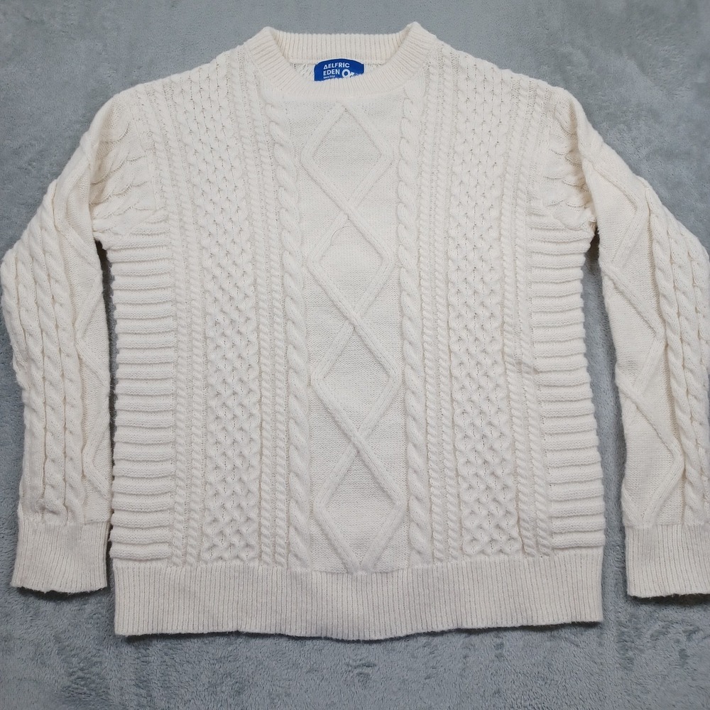 Aelfric Eden Cream Cable Knit Crewneck Sweater